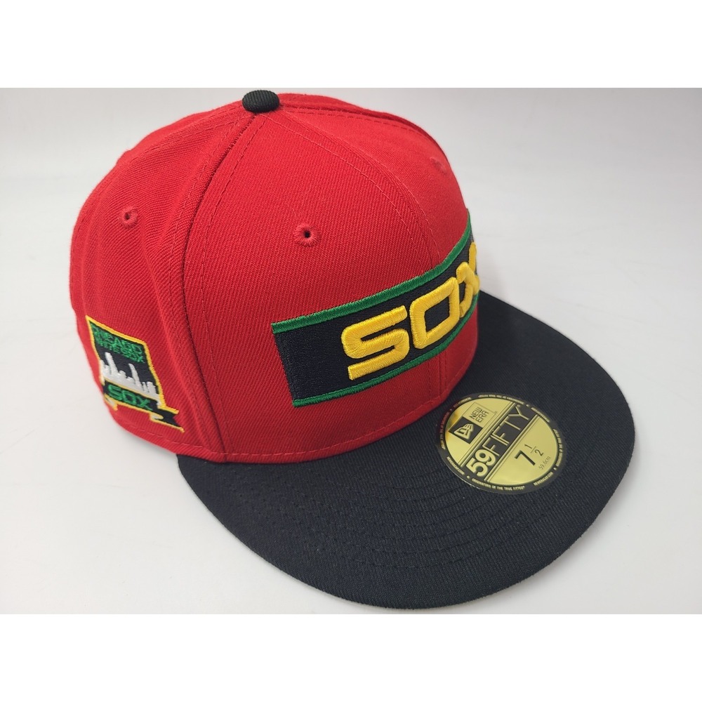 Chicago‎ White Sox New Era 59Fifty City Patch Fitted 7 1/2 Hat Cap MLB Red Black